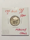 1916 S AU+ Key 1st Year Mercury Dime