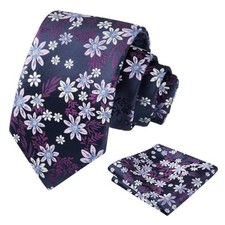 Mens 3.15'' Natural Flower Pattern Tie with Floral 146-dark Purple lilac