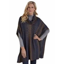 Soft Surroundings Women's Adalyn Cable Poncho Sweater Size S/M Knit Cowl Neck
