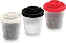 SIGNORAWARE Salt and Pepper Shakers Medium, 3 pack, Red, White, Black, Clear 