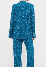 $158 NWT Eberjey Gisele Printed Modal Long Sleeve Pajamas PJ set Festive Lights