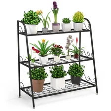 3-tier Metal Plant Stand Shelf Flower Pot Holder Display Rack Shoe Organizer