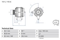 Bosch Lichtmaschine 14V 110A FüR VW Jetta IV Golf Plus V VI Skoda Roomster