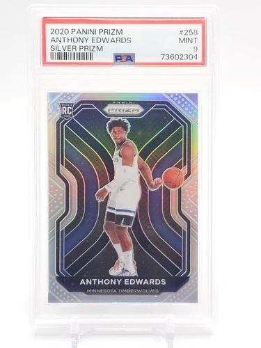 ANTHONY EDWARDS 2020-21 PRIZM ROOKIE SILVER #258 TIMBERWOLVES PSA 9 MINT Q0004
