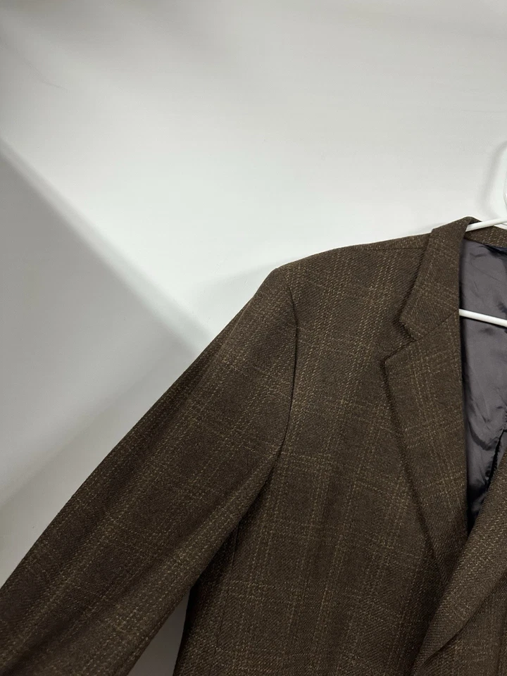 Burberry London 48R коричневый клетку шерсти кашемир блейзер куртка спортивный костюм пальто - Изображение 3 из 4