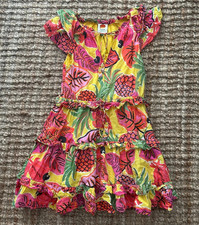 Farm Rio Mini Dress Tropical Fruit Dream Ruffle Tiered Cotton M Resort Vacation