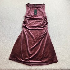 Wild Fable Dress Womens Medium Burgundy Sleeveless Ruched Velvet Mini A-Line