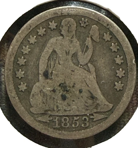 1853 Arrows 10C Seated Liberty Dime Circulated Coin