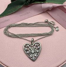Pandora Heart of Winter Chain Necklace #396369CZ 80cm Genuine Ale