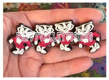 4 Piece College University WISCONSIN Focal Beads DIY Jewelry Pens+ NEW Badgers