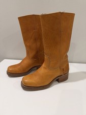 VTG Frye Campus Boots Women 8 M Yellow Banana Square Toe Western