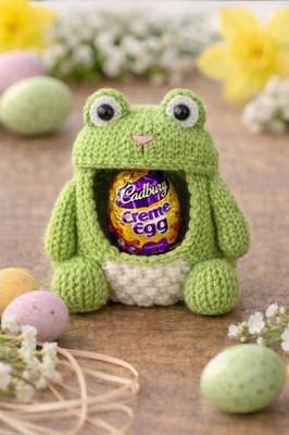 Ostern Open Mouth Frosch Creme Ei Abdeckung Topper DK Strickmuster NUR