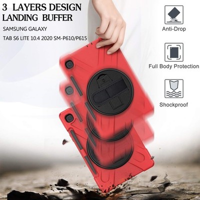 Samsung Galaxy S6 Lite 10.4 Tablet Case Red Rugged Screen Protector Handle Stand