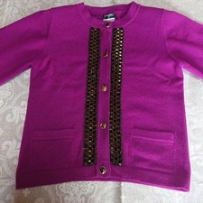 Chanel Cashmere Knit Jacket Purple, Elegant Button & Bead Details, Used