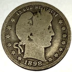 1898 O Barber Quarter Dollar 25 Cents Good Circulated Condition - 1861
