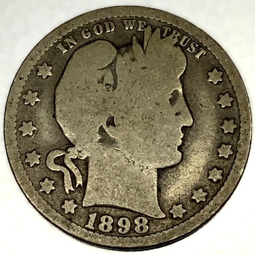 1898 O Barber Quarter Dollar 25 Cents Good Circulated Condition - 1861