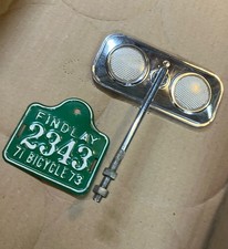 Bicycle Mirror w/Reflectors, 1971-73 License Tag, Schwinn, Others Used, Stingray