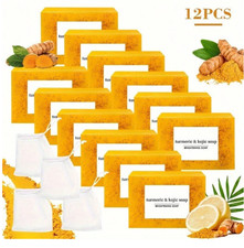 12-Pack Turmeric Glow Soap Bar - Lemon  Kojic Acid, Removing Dark Spots
