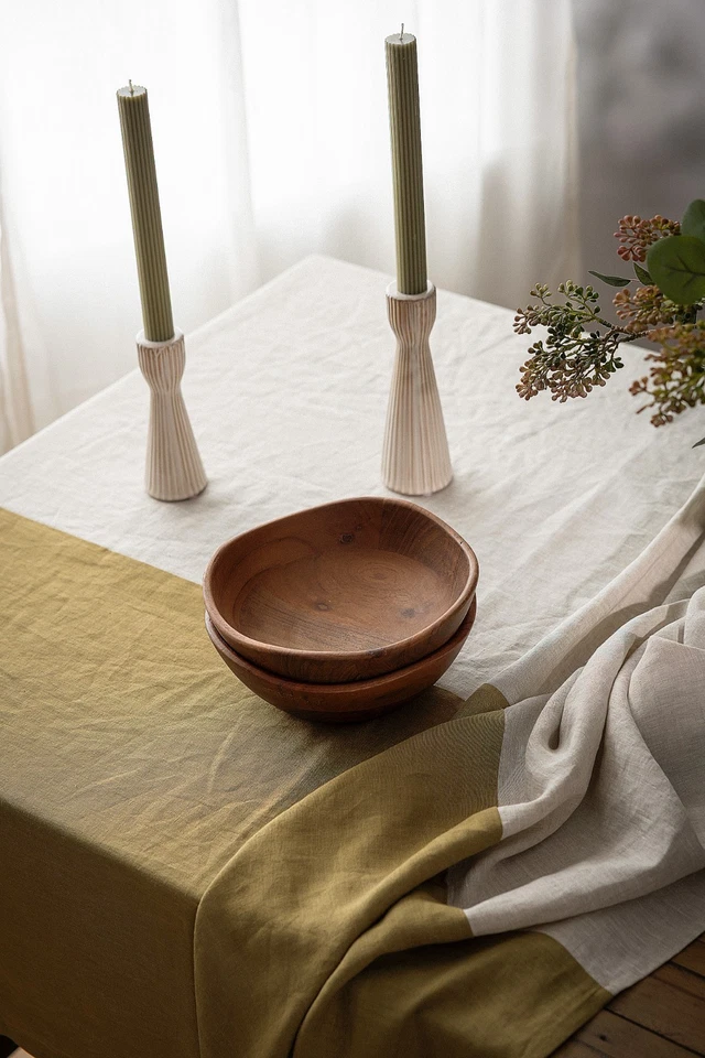 60x84 inch Rectangular Linen Tablecloth Natural Flax Table Cover - Image 2 of 4