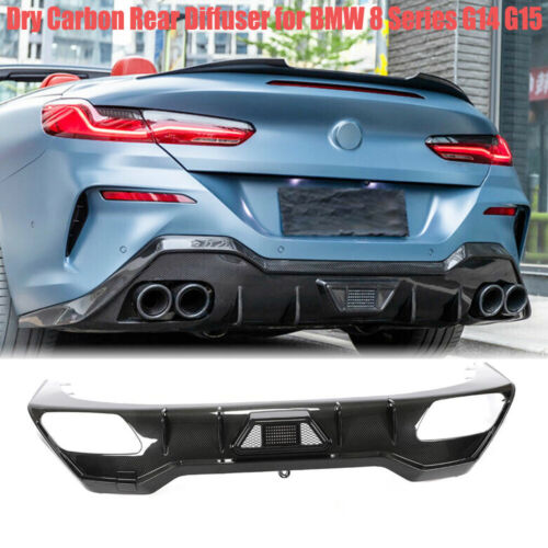 For BMW 8 Series G14 G15 M850i 2-Door Dry Carbon Fiber Rear Bumper Lip Diffuser - Picture 1 of 12