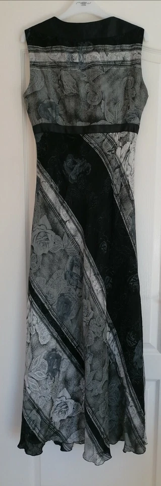 M&S PER UNA GD25 limited edition maxi dress floral bias cut sz 14 linen mix VGC — 第 2/4 张图片