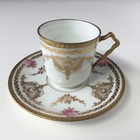 c1891-1914 LS&S LIMOGES / Coiffe et Cie / gold rose DEMITASSE CUP and SAUCER — photo 1