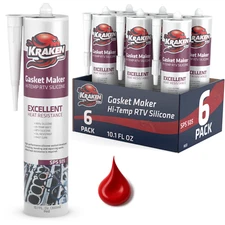 Kraken Bond Gasket Maker RTV Silicone, 10.1oz 6 Pack – Red