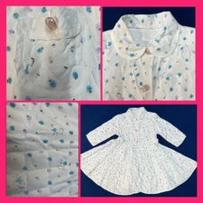 Vintage Toddler Girl 2T/3T Quilted Collared Jacket Coat Swirl Buttons White EUC