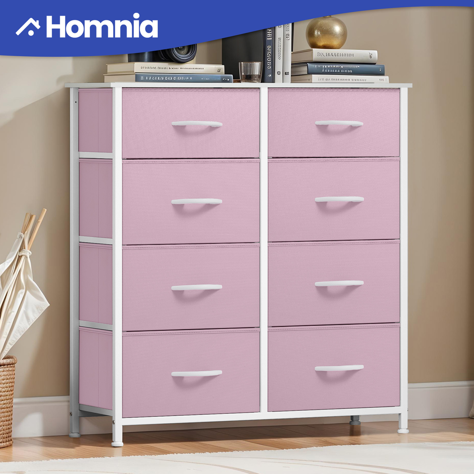 Pink 8-Drawer Chest Bedroom Dresser Storage Cabinet Organizer