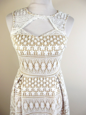 short sleeve lace white dress White Lace Short Dress