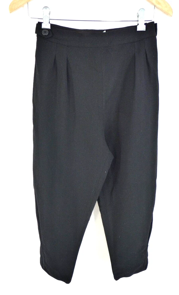 Janice Wainwright Black Trousers Vintage Crop Pocket Designer Casual Size UK 8