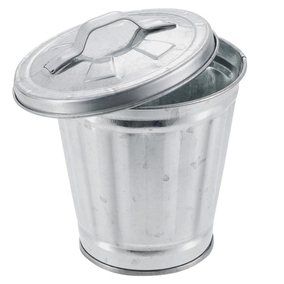 Small Garbage Can Galvanized Trash Can Lid Garbage Recycling Container - Image 2 of 4