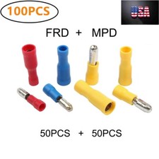 100PCS Insulated Male Female Bullet Wire Connectors Electrical Crimp Terminals