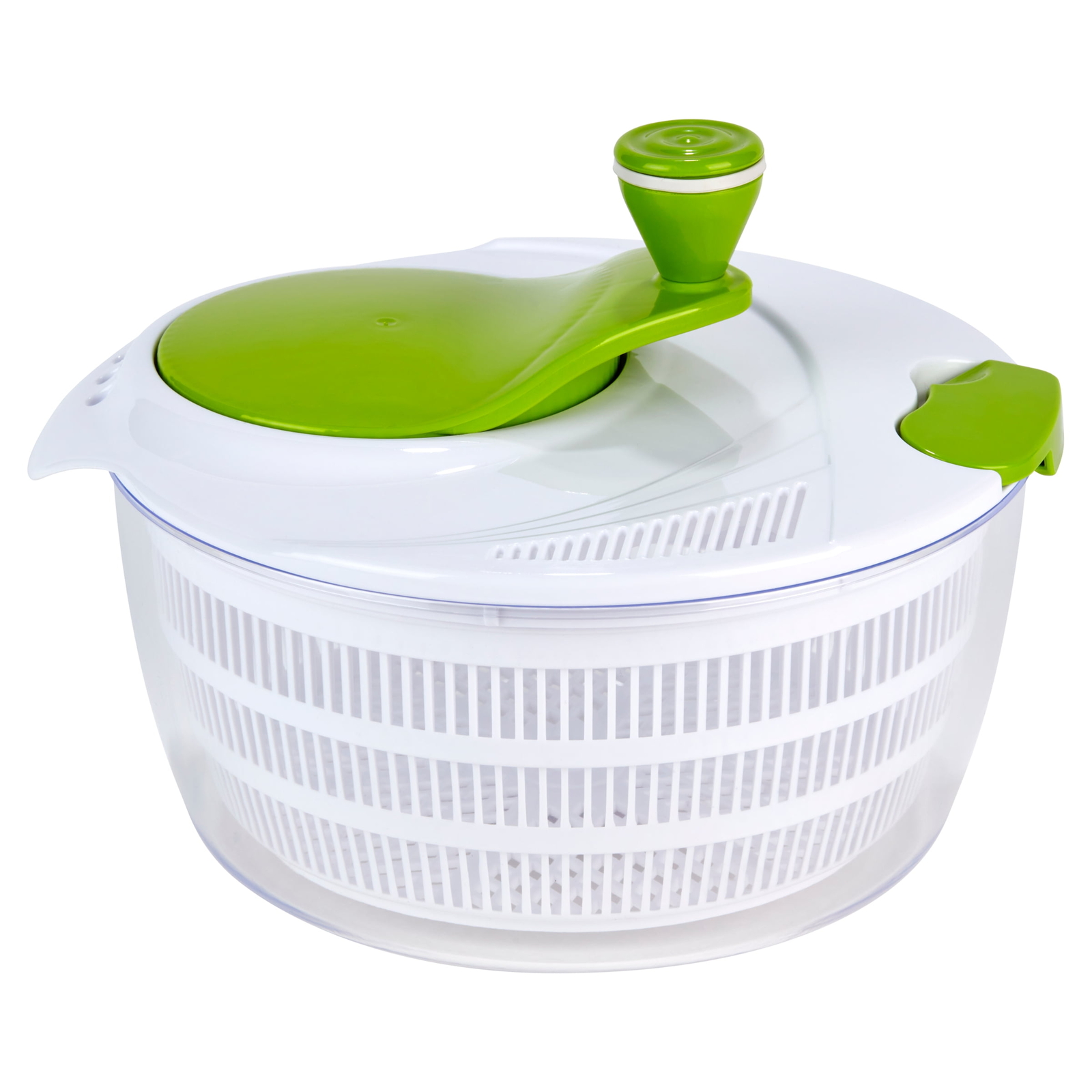 4qt Salad Spinner Vegetable Dryer,Green Glaze Colour,Height:7.68in,Weight:1.17lb-image
