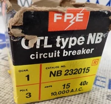 NEW FPE Circuit Breaker NB232015 3 Pole 15A 10,000AIC @ 240V Bolt on NB