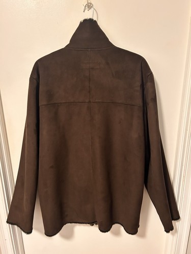 Joseph Abboud Mens Brown Suede Coat Jacket Sz Medium Pockets - Picture 5 of 7