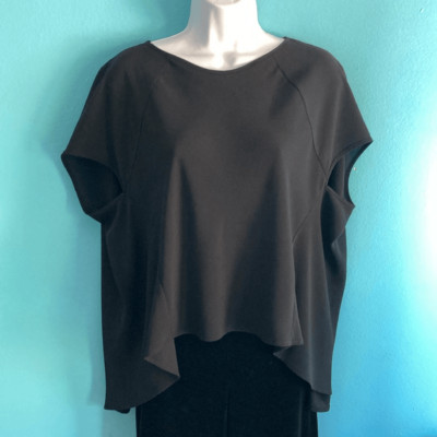 Imperial Womens Black Poly Blend High Low Pullover Blouse Size M Made in Italy
