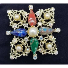 Sarah Coventry GALAXY Brooch or Pendant 1960s Vintage Ornate Missing 1 stone