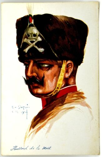 Cartolina Militare (Em. Dupuis) Lille 1914 Hussard De La Mort Non Viaggiata - Foto 1 di 1