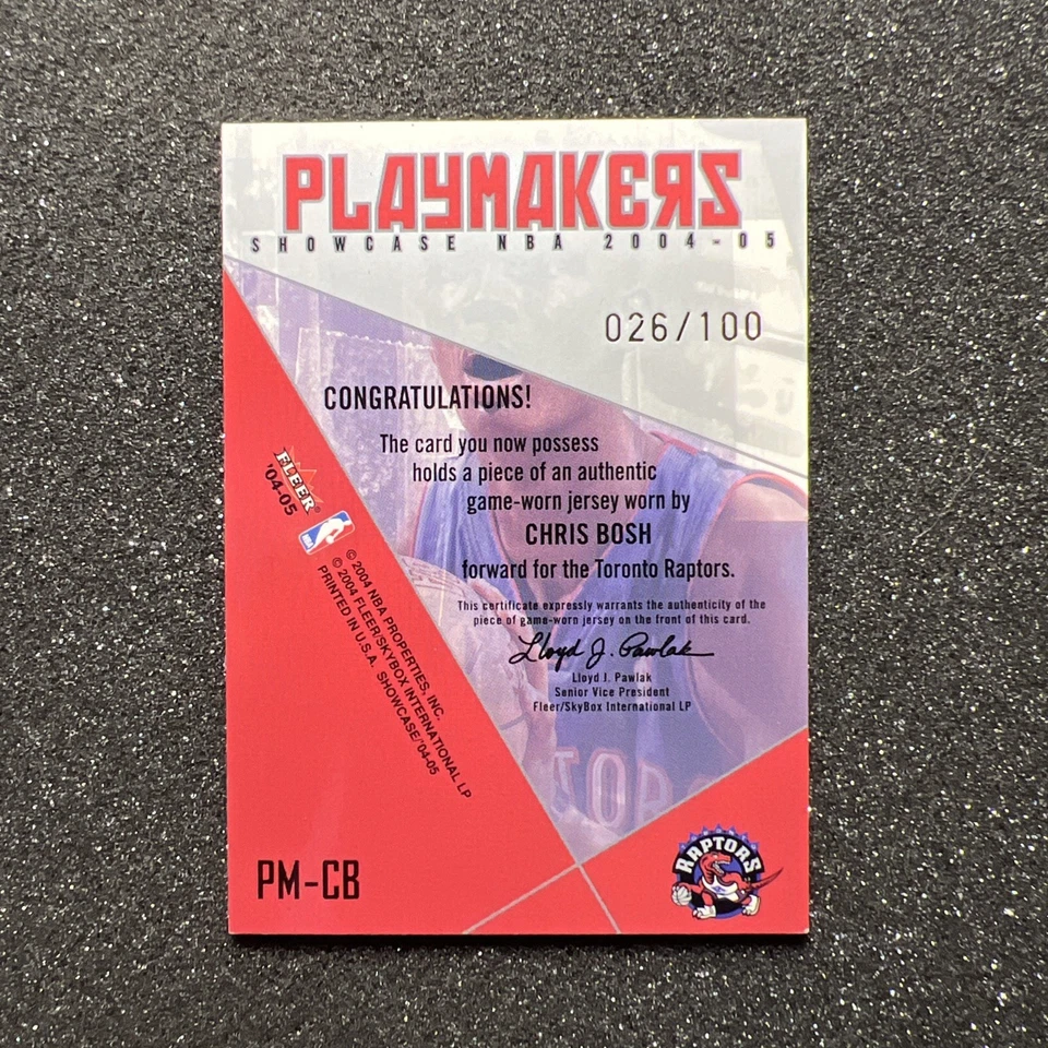 2004-05 Fleer Showcase CHRIS BOSH #PM-CB Playmakers JERSEY GOLD 026/100 RAPTORS - Image 4 of 4
