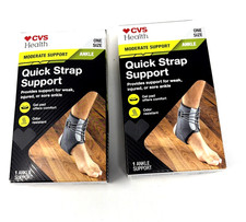 2 Sleeves CVS Health Ankle Support with Quick Strap - Moderate Support, One Size