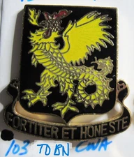 Army crest DI dui CB   103rd TANK  DESTROYER BATTALION TD bn  CWA  Aresta