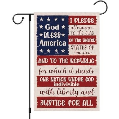 God Bless America Patriotic Garden Flag 12x18 Double Sided Burlap, 4th Of