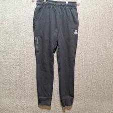 Reebok Black Joggers Sweatpants with Pockets Athletic Gym Small Side Zip Pocket