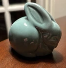 Vintage Van Briggle Art Pottery Rabbit Teal Blue Signed