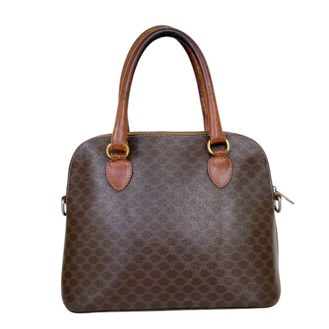 CELINE Macadam Triomphe 2Way Tote in Brown Leather Authentic Luxury Handbag