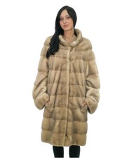 Cappotto 100 centimetri pelliccia visone 48 beige sfumato nero manica lunga c...