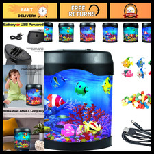 Color Changing Aquarium Night Light - 6 LED Fake Fish Tank Lamp with Moving Fish