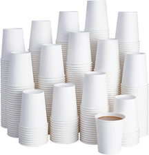 400 Pack 8 Oz Disposable Paper Coffee Cups, White Paper Hot Coffee Cups for Part