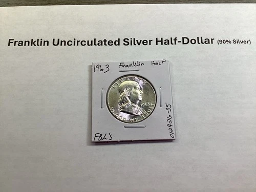 1963 Franklin 90% Silver Half-Dollar Uncirculated w/FBLs 012426 35te